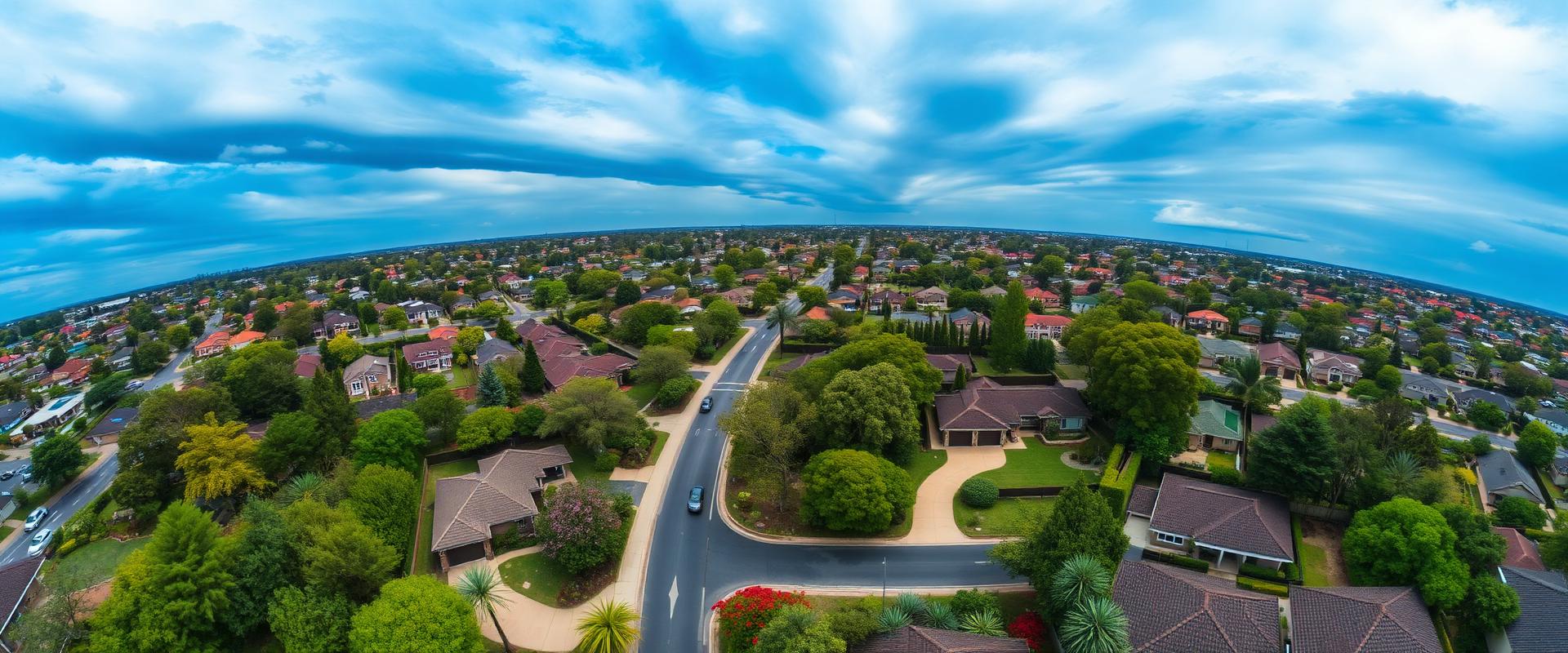 Australian suburban homes aerial view